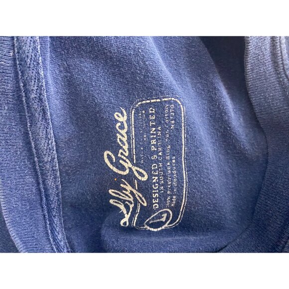 Lily Grace Elephant‎ Raised Right Navy Blue Long Sleeve Size Large - Picture 7 of 8